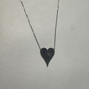 Black Diamond Genuine Heart Pendant Necklace (fine jewelry )